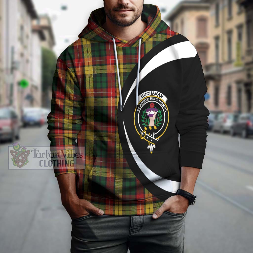 Tartan Vibes Clothing Buchanan Tartan Hoodie with Family Crest Circle Style