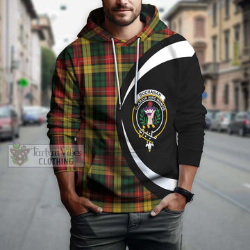 Buchanan Tartan Hoodie with Family Crest Circle Style