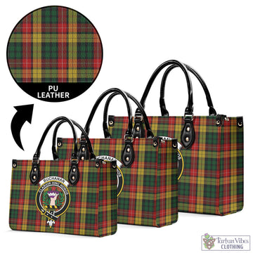 Buchanan Tartan Luxury Leather Handbags with Family Crest