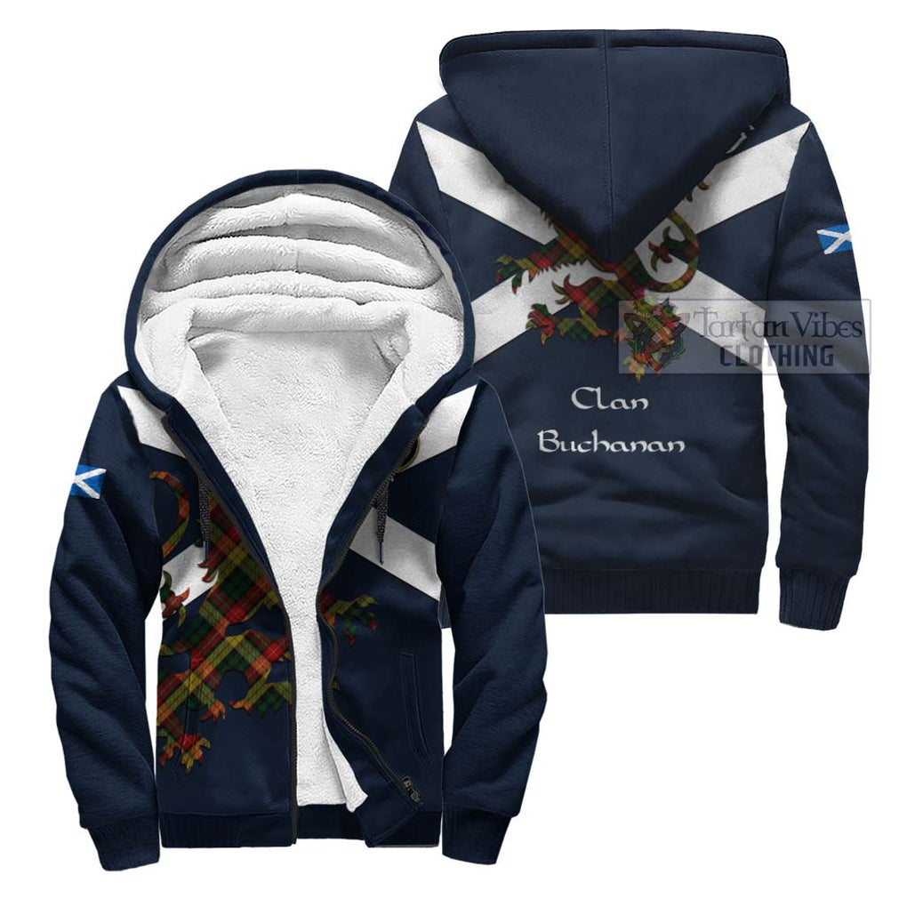 Tartan Vibes Clothing Buchanan Tartan Lion Rampant Sherpa Hoodie – Proudly Display Your Heritage with Alba Gu Brath and Clan Name