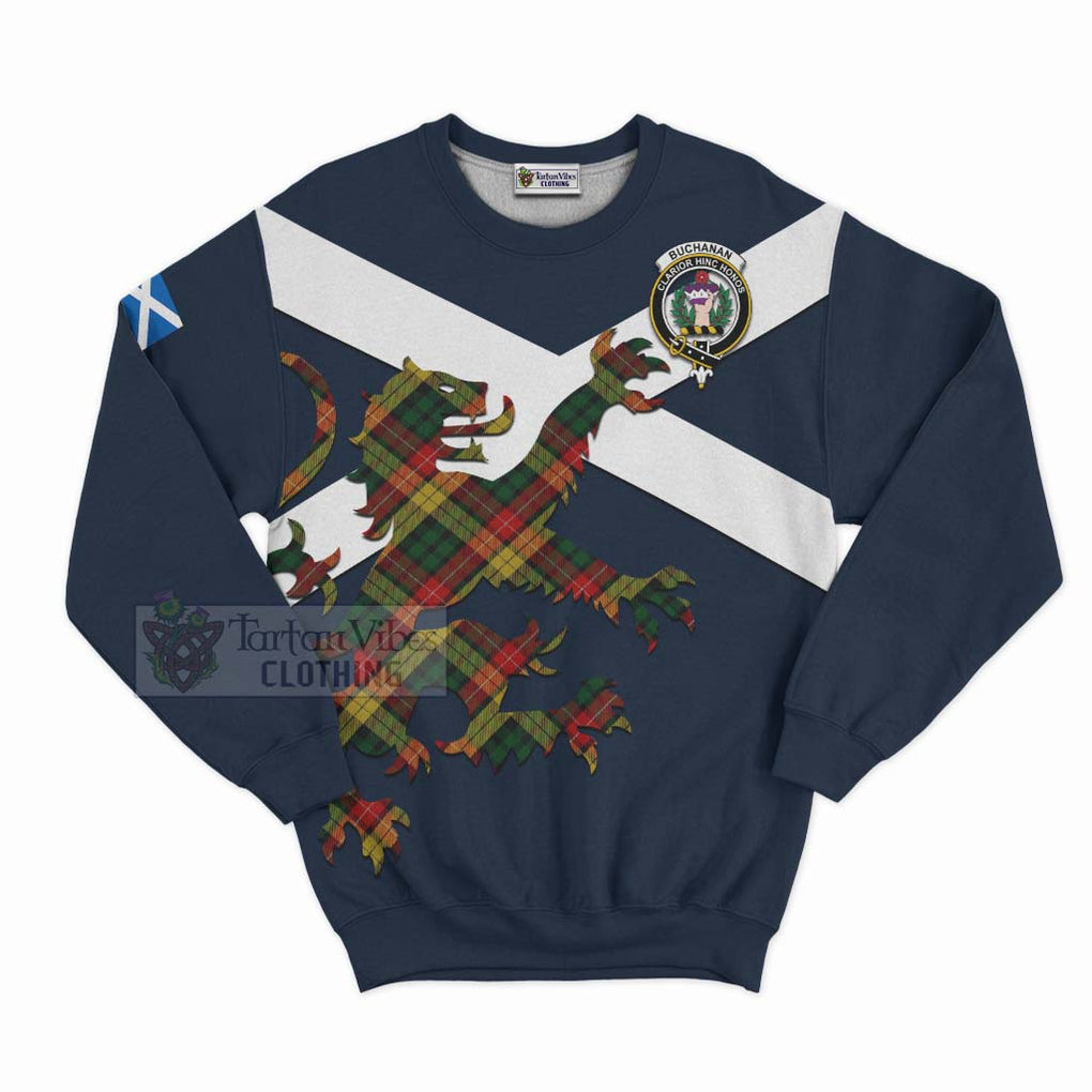 Tartan Vibes Clothing Buchanan Tartan Lion Rampant Sweatshirt – Proudly Display Your Heritage with Alba Gu Brath and Clan Name