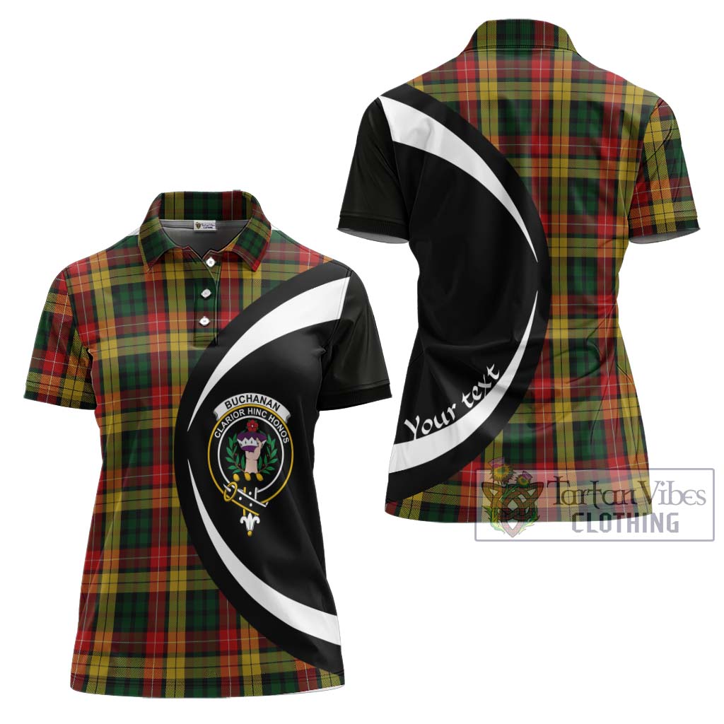 Buchanan Tartan Women's Polo Shirt with Family Crest Circle Style Women - Tartan Vibes Clothing