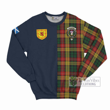 Buchanan Tartan Sweatshirt Alba with Scottish Lion Royal Arm Half Style