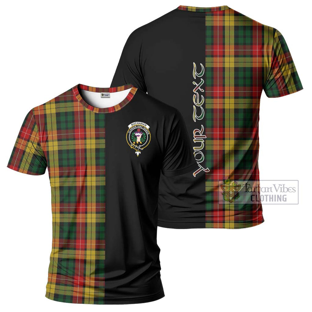 Buchanan Tartan T-Shirt with Family Crest and Half Of Me Style Kid's Shirt - Tartanvibesclothing Shop