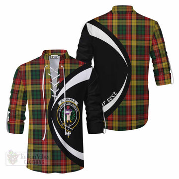 Buchanan Tartan Ghillie Kilt Shirt with Family Crest Circle Style