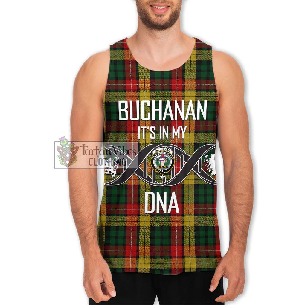 Buchanan Tartan Men's Tank Top with Family Crest DNA In Me Style Men - Tartanvibesclothing Shop