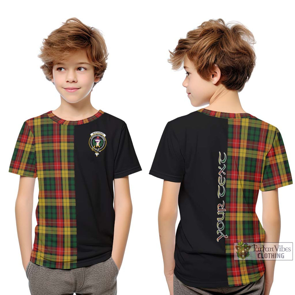 Buchanan Tartan Kid T-Shirt with Family Crest and Half Of Me Style Youth XL Size14 - Tartanvibesclothing Shop