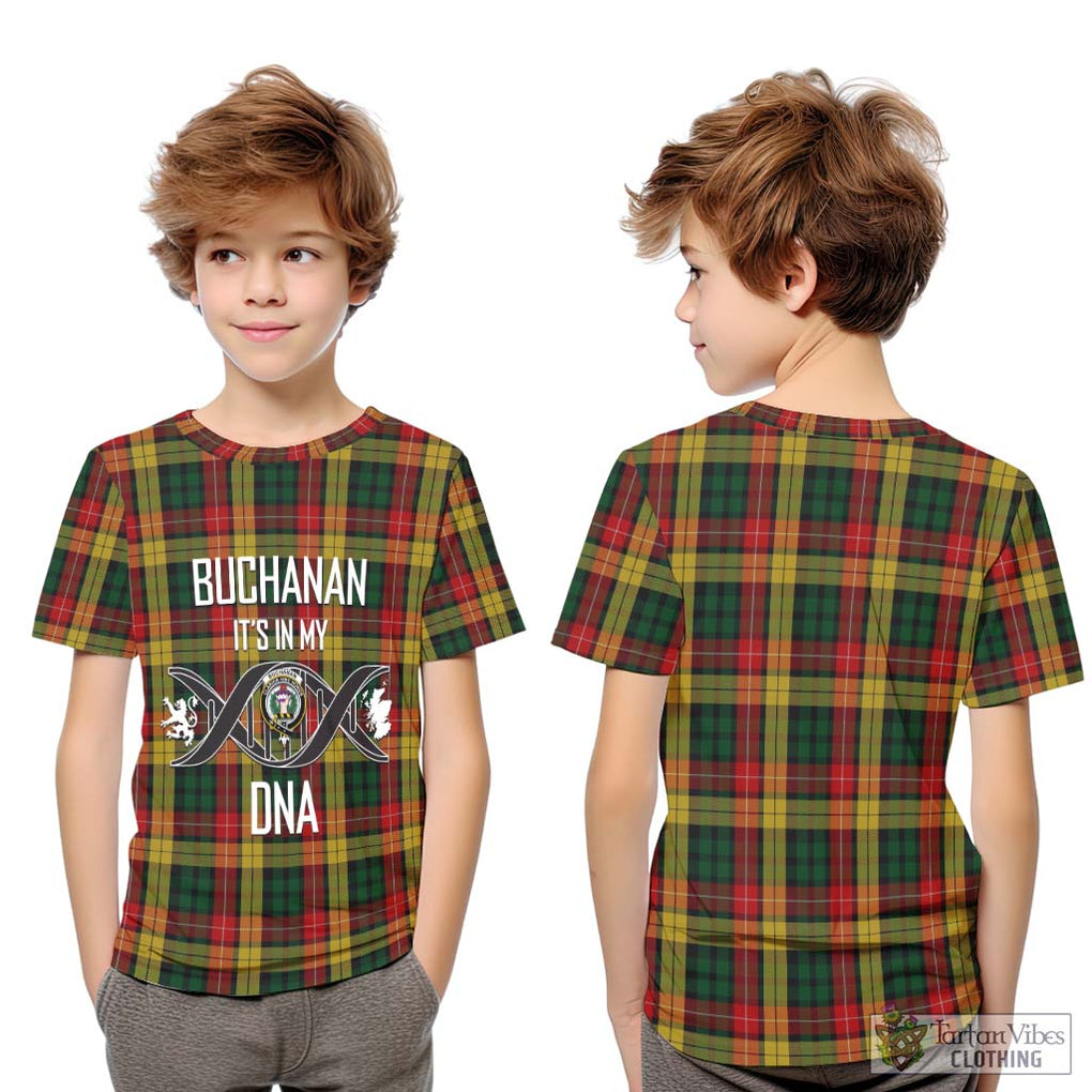 Buchanan Tartan Kid T-Shirt with Family Crest DNA In Me Style Youth XL Size14 - Tartanvibesclothing Shop