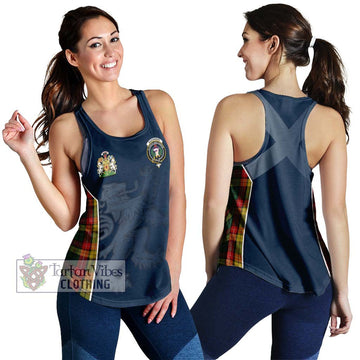 Buchanan Tartan Women's Racerback Tanks with Family Crest and Lion Rampant Vibes Sport Style