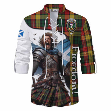 Buchanan Crest Tartan Ghillie Kilt Shirt Inspired by the Freedom of Scottish Warrior