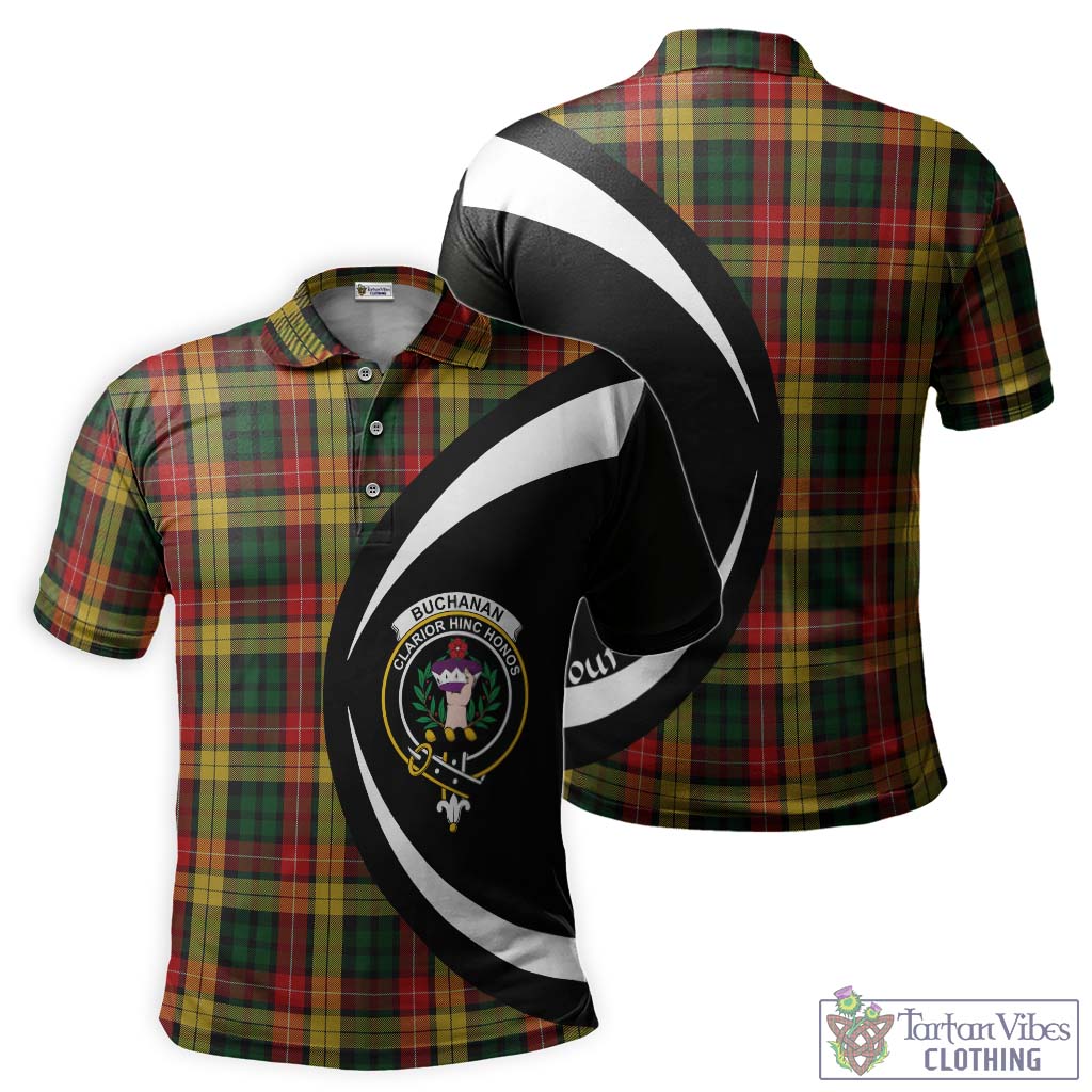 Buchanan Tartan Men's Polo Shirt with Family Crest Circle Style Kid - Tartan Vibes Clothing