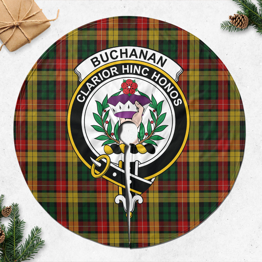 Buchanan Tartan Christmas Tree Skirt with Family Crest - Tartanvibesclothing