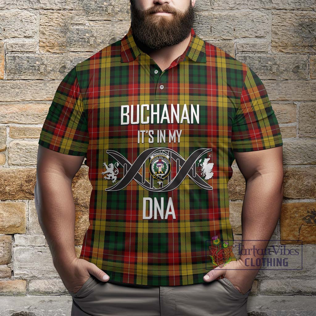 Buchanan Tartan Polo Shirt with Family Crest DNA In Me Style Kid - Tartanvibesclothing Shop