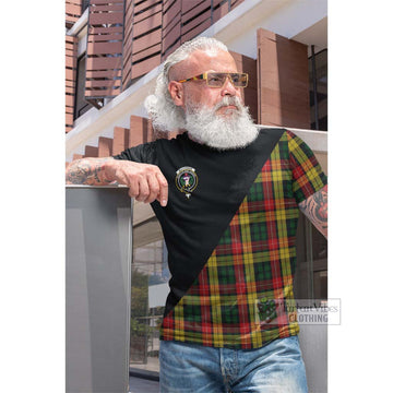 Buchanan Tartan Cotton T-shirt with Family Crest and Military Logo Style