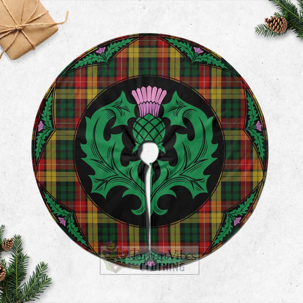 Tartan Vibes Clothing Buchanan Tartan Christmas Tree Skirt Scottish Thistle Style