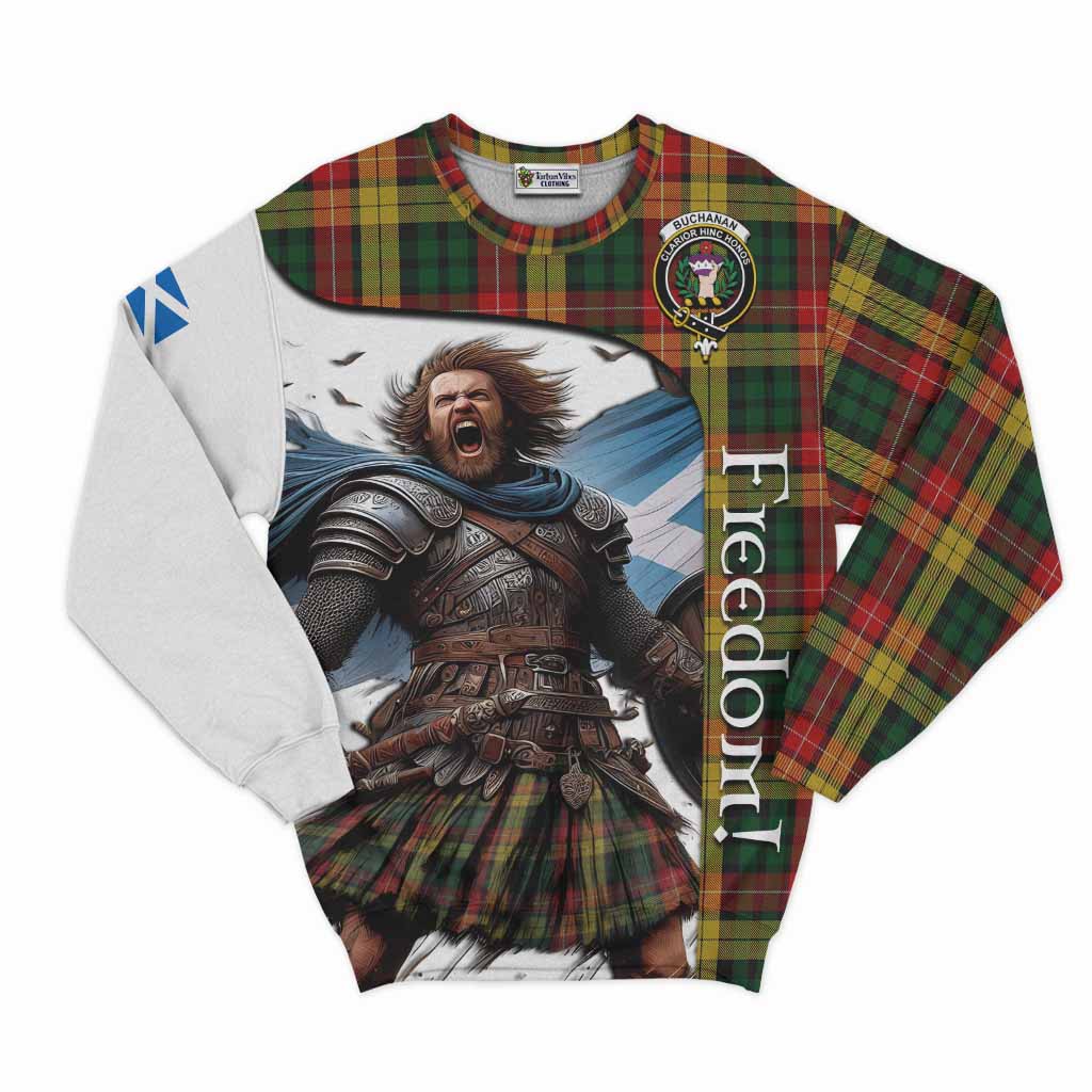 Tartan Vibes Clothing Buchanan Crest Tartan Sweatshirt Inspired by the Freedom of Scottish Warrior