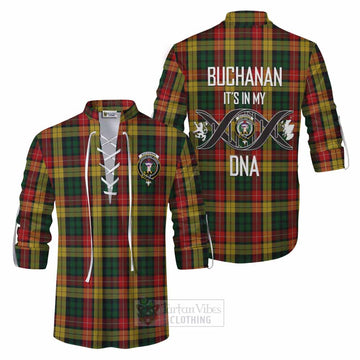 Buchanan Tartan Ghillie Kilt Shirt with Family Crest DNA In Me Style