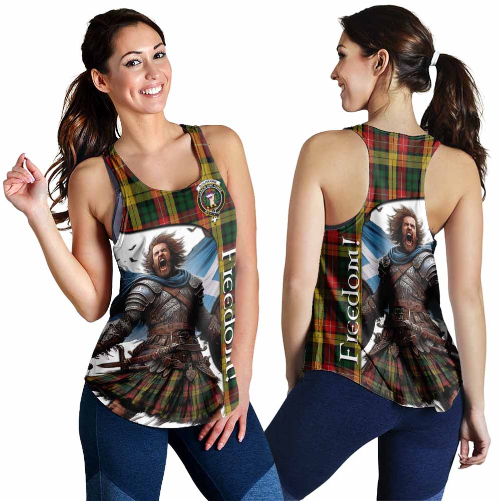 Tartan Vibes Clothing Buchanan Crest Tartan Women's Racerback Tanks Inspired by the Freedom of Scottish Warrior