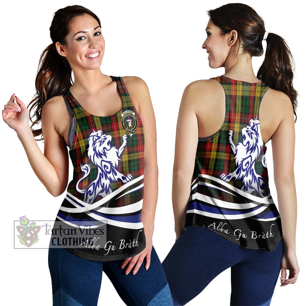 Buchanan Tartan Women's Racerback Tanks with Alba Gu Brath Regal Lion Emblem 4XL - Tartanvibesclothing Shop