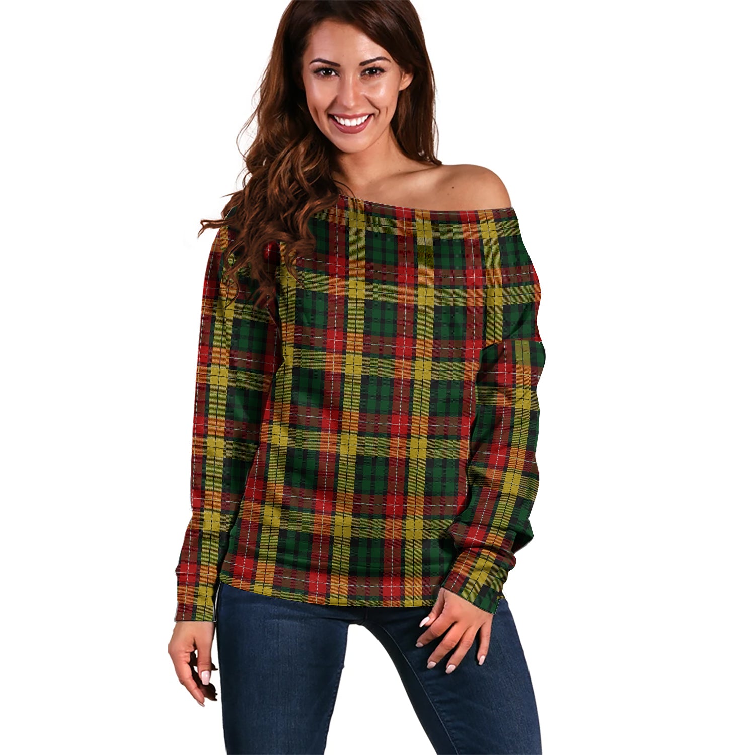 Buchanan Tartan Off Shoulder Women Sweater Women - Tartanvibesclothing