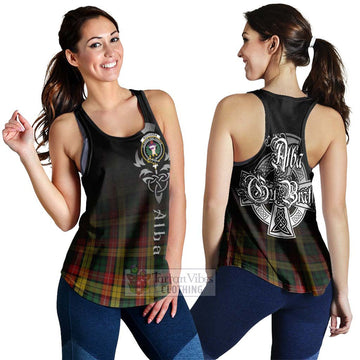 Buchanan Tartan Women's Racerback Tanks Featuring Alba Gu Brath Family Crest Celtic Inspired