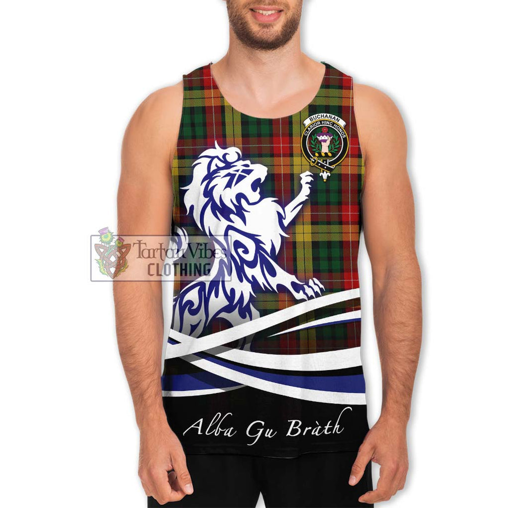 Buchanan Tartan Men's Tank Top with Alba Gu Brath Regal Lion Emblem Men - Tartanvibesclothing Shop