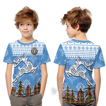 Buchanan Clan Christmas Kid T-Shirt Celtic Reindeer Style