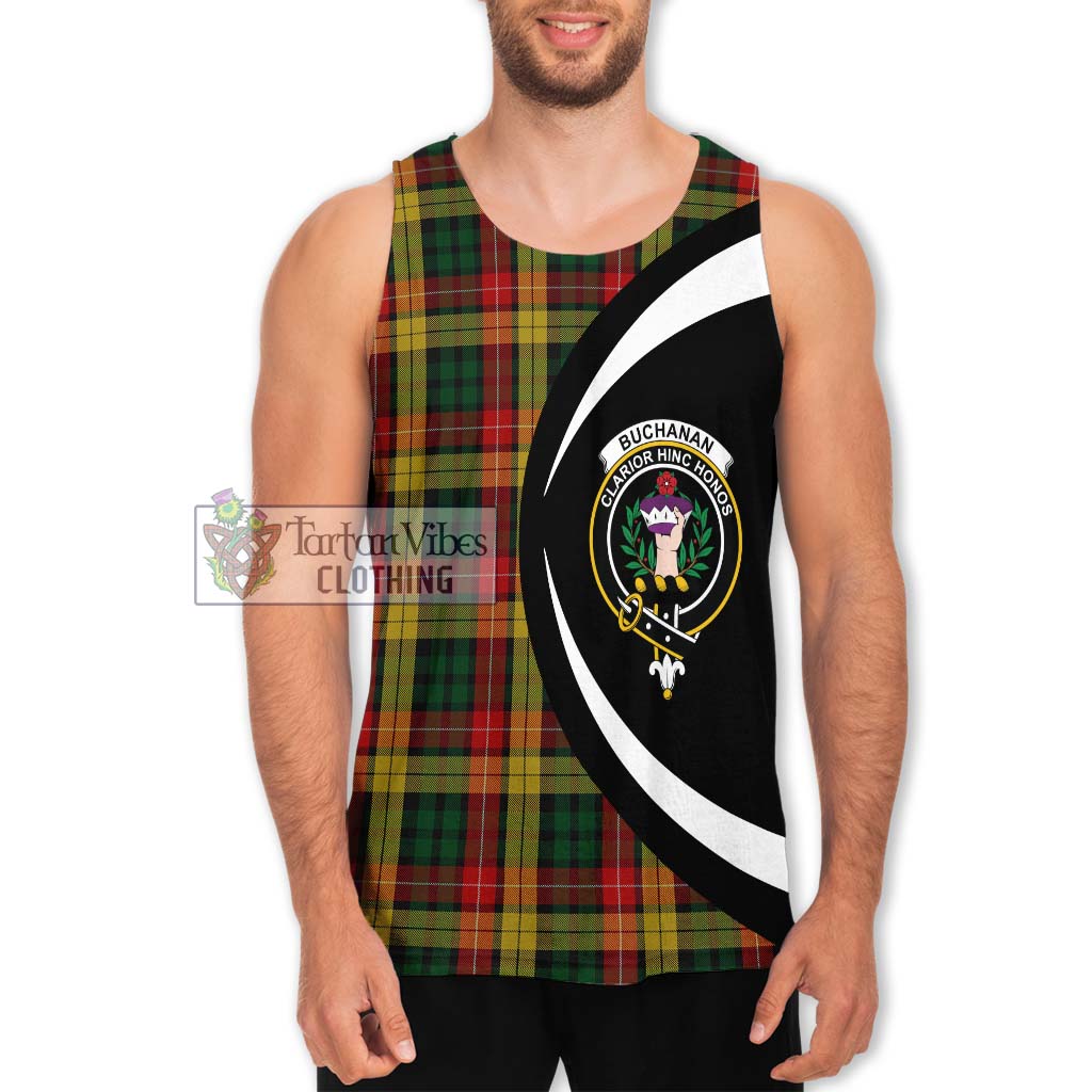 Buchanan Tartan Men's Tank Top with Family Crest Circle Style Men - Tartan Vibes Clothing