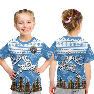 Buchanan Clan Christmas Kid T-Shirt Celtic Reindeer Style