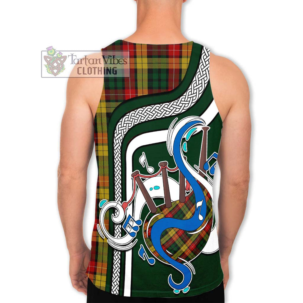 Buchanan Tartan Men's Tank Top with Epic Bagpipe Style - Tartanvibesclothing Shop