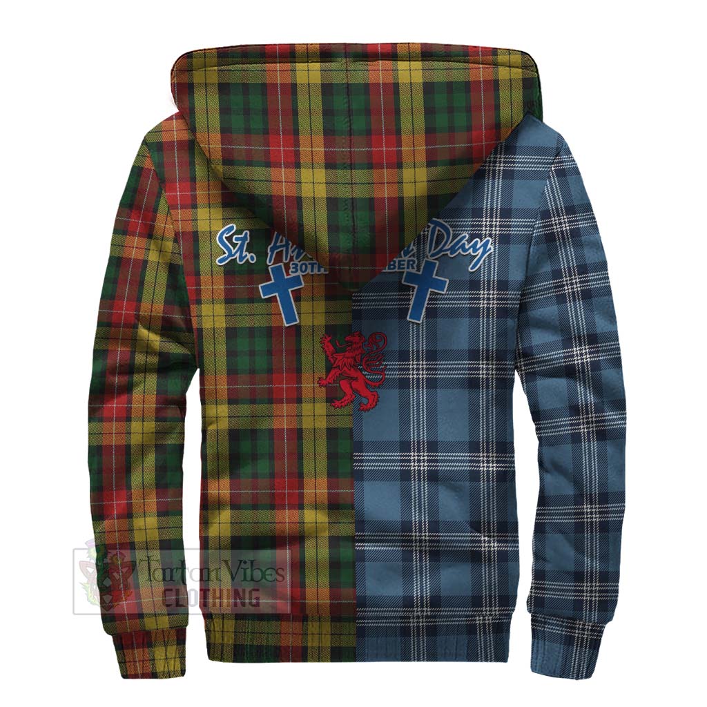 Tartan Vibes Clothing Buchanan Tartan Sherpa Hoodie Happy St. Andrew's Day Half Tartan Style