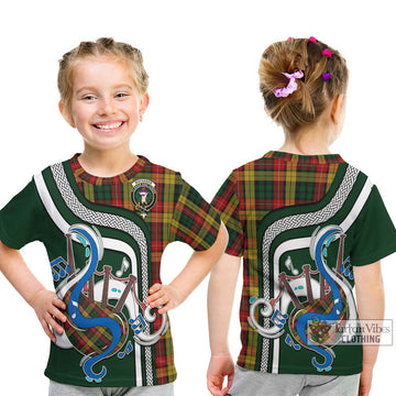 Buchanan Tartan Kid T-Shirt with Epic Bagpipe Style