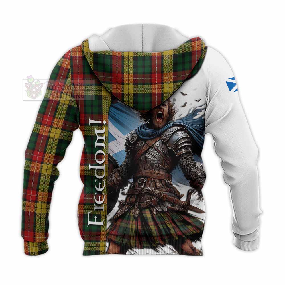 Tartan Vibes Clothing Buchanan Crest Tartan Knitted Hoodie Inspired by the Freedom of Scottish Warrior