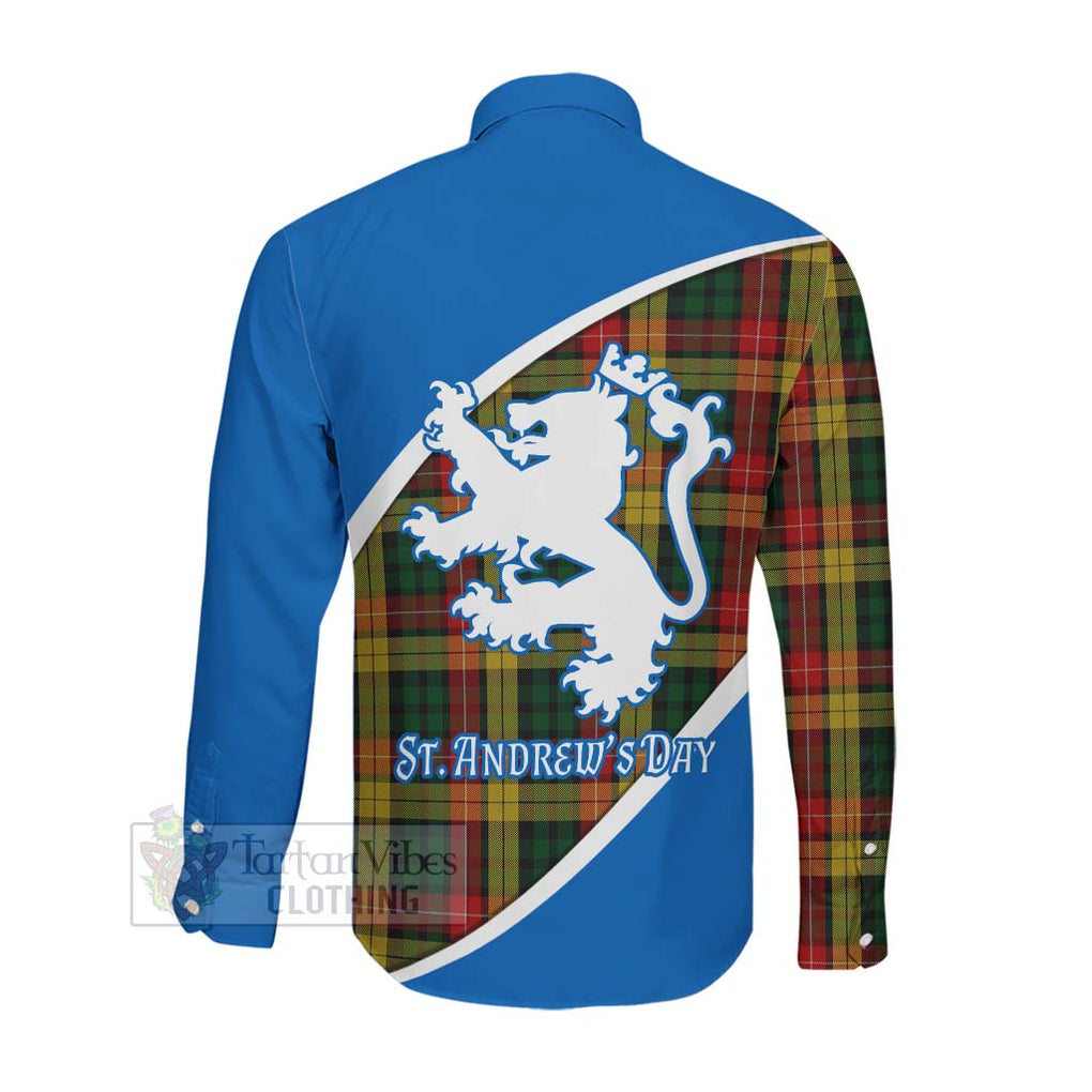 Tartan Vibes Clothing Buchanan Family Crest Tartan Long Sleeve Button Shirt Celebrate Saint Andrew's Day in Style