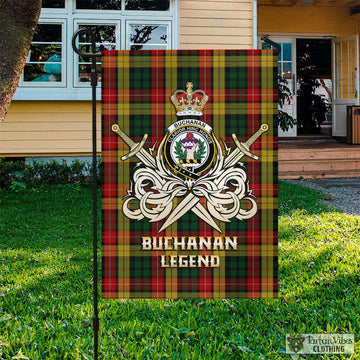 Buchanan Tartan Flag with Clan Crest and the Golden Sword of Courageous Legacy