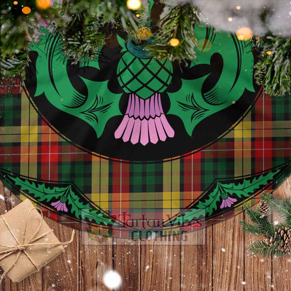 Tartan Vibes Clothing Buchanan Tartan Christmas Tree Skirt Scottish Thistle Style