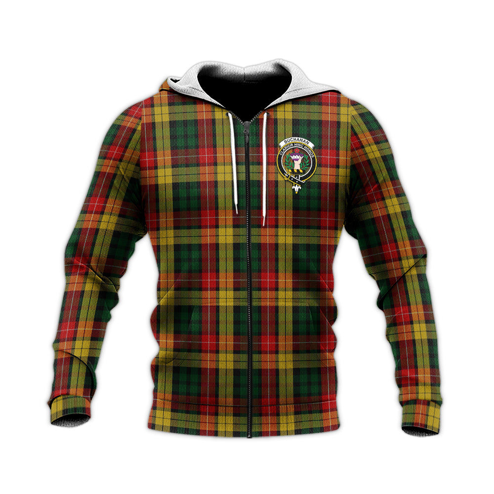 Buchanan Tartan Knitted Hoodie with Family Crest Unisex Knitted Zip Hoodie - Tartanvibesclothing