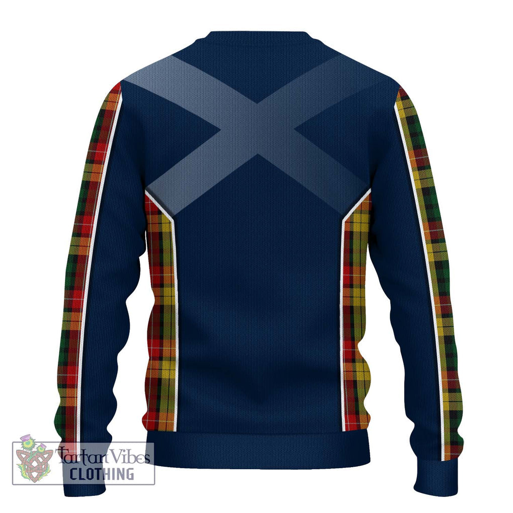 Buchanan Tartan Knitted Sweater with Family Crest and Lion Rampant Vibes Sport Style - Tartan Vibes Clothing