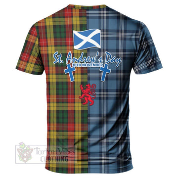 Buchanan Tartan T-Shirt Happy St. Andrew's Day Half Tartan Style