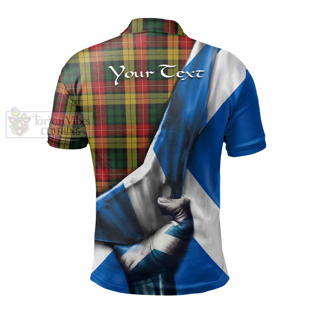 Tartan Vibes Clothing Buchanan Tartan Polo Shirt with Family Crest Scotland Patriotic Style