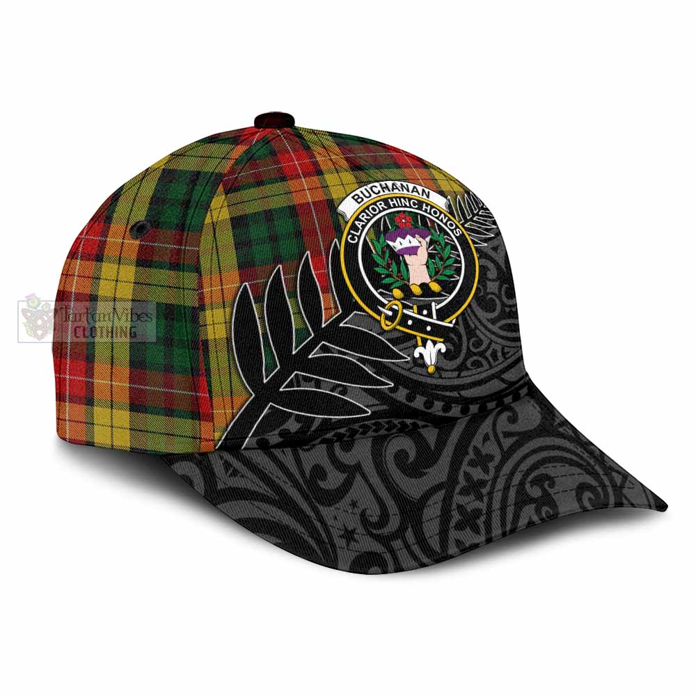 Tartan Vibes Clothing Buchanan Tartan Classic Cap with New Zealand Silver Fern Half Style