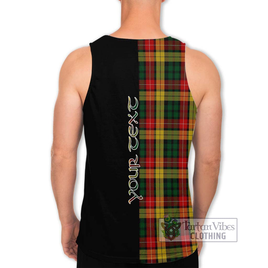 Buchanan Tartan Men's Tank Top with Family Crest and Half Of Me Style - Tartanvibesclothing Shop