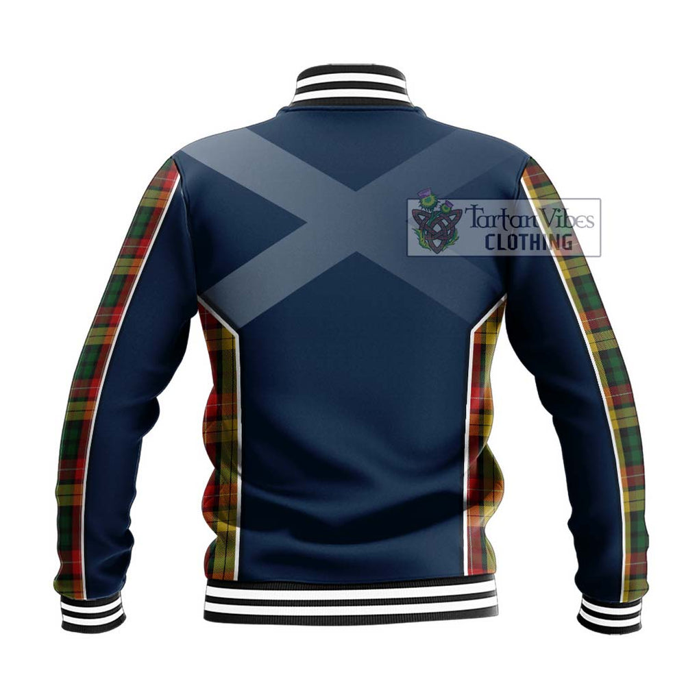 Buchanan Tartan Baseball Jacket with Family Crest and Lion Rampant Vibes Sport Style - Tartan Vibes Clothing