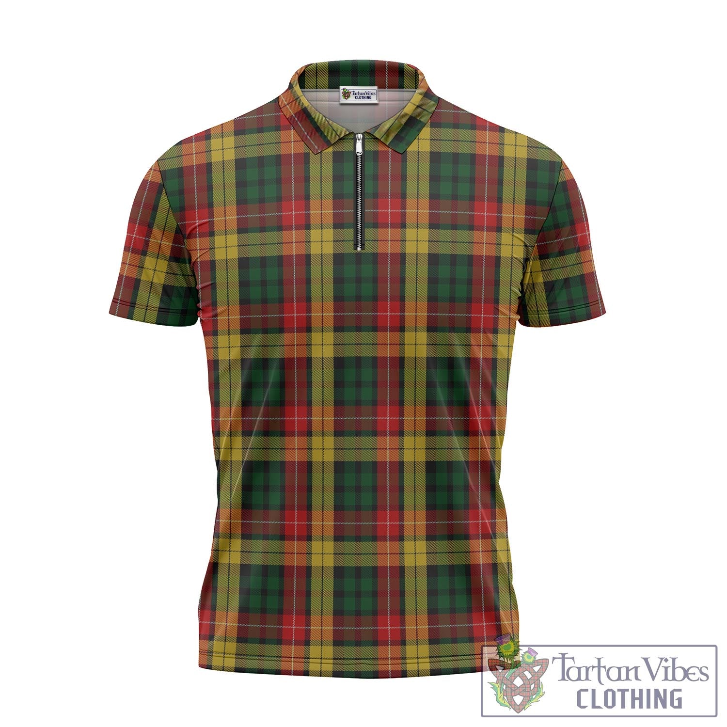 Tartan Vibes Clothing Buchanan Tartan Zipper Polo Shirt