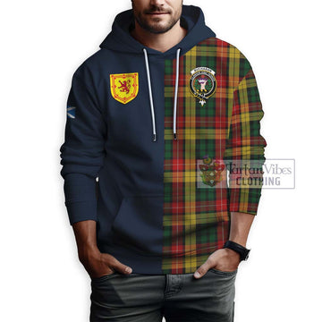 Buchanan Tartan Hoodie Alba with Scottish Lion Royal Arm Half Style