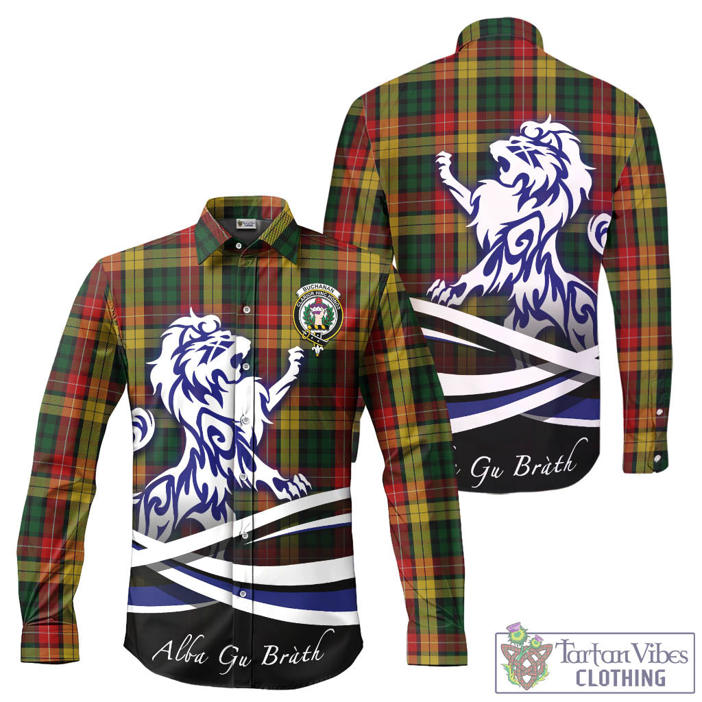 buchanan-tartan-long-sleeve-button-up-shirt-with-alba-gu-brath-regal-lion-emblem