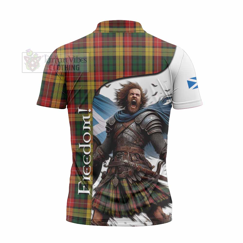 Tartan Vibes Clothing Buchanan Crest Tartan Zipper Polo Shirt Inspired by the Freedom of Scottish Warrior