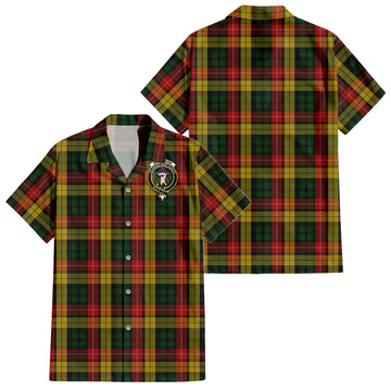 Buchanan Tartan Short Sleeve Button Down Shirt with Family Crest