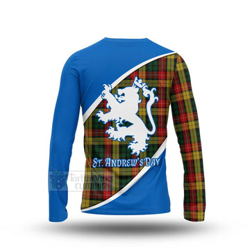 Buchanan Family Crest Tartan Long Sleeve T-Shirt Celebrate Saint Andrew's Day in Style