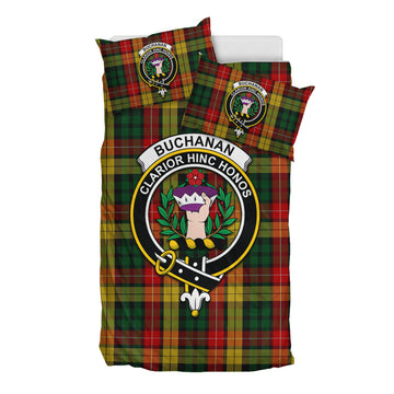 Buchanan Tartan Bedding Set with Family Crest